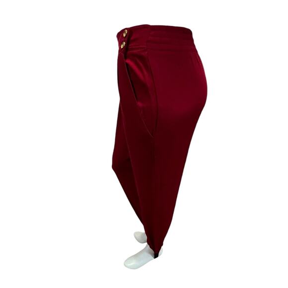 Vintage 90s CHAUS Red Stirrup Pants High Waist Pleated Rayon Blend Size 8 - Picture 15 of 16